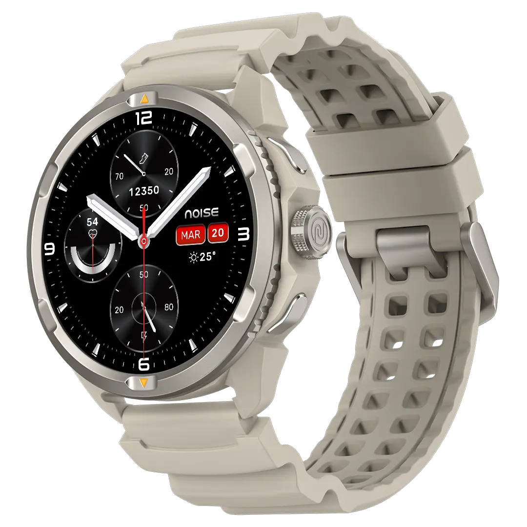Smartwatch with a beige strap